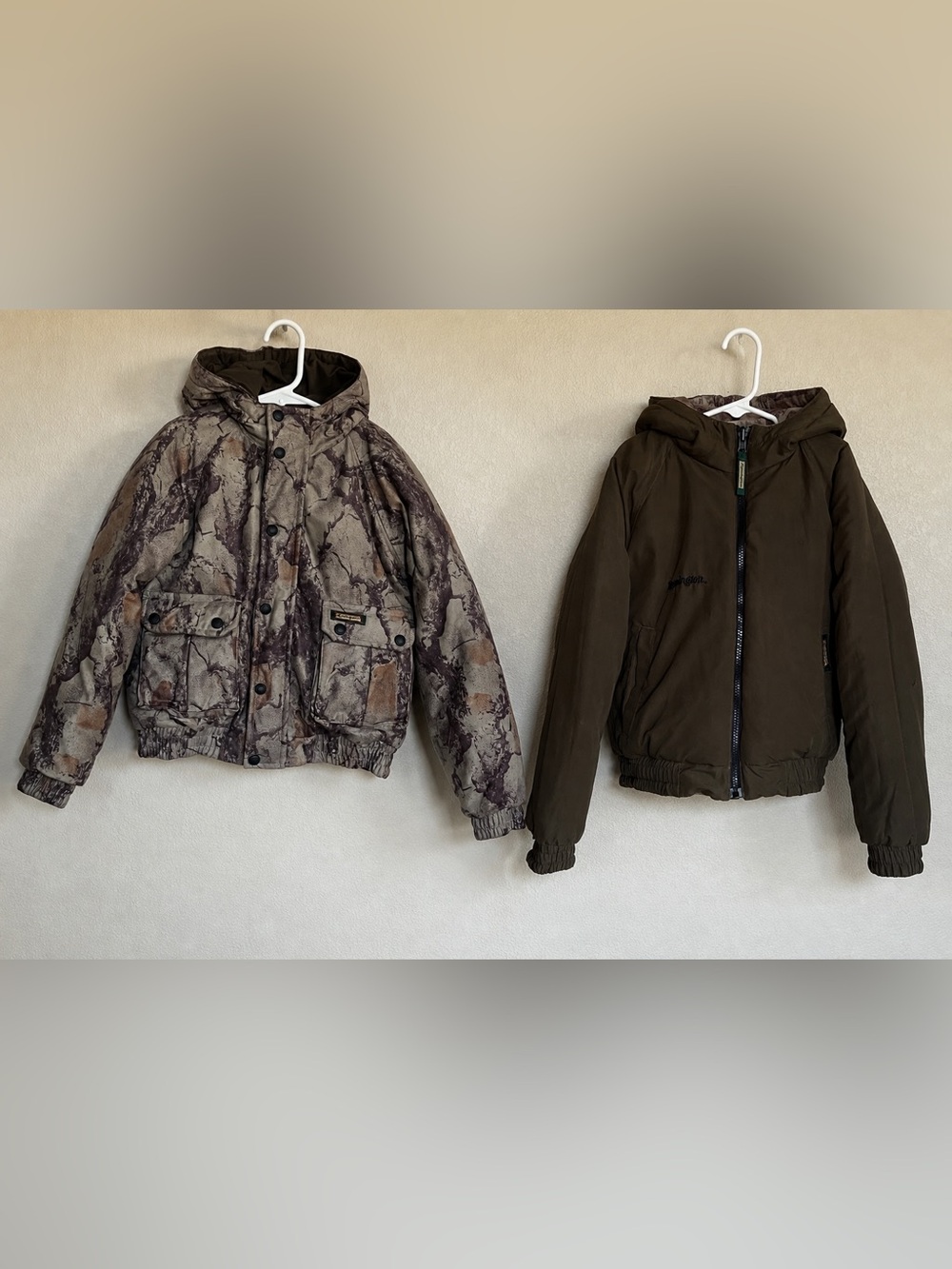 Remington reversible Camo and Brown puffer jacket hunting boys size 8/10